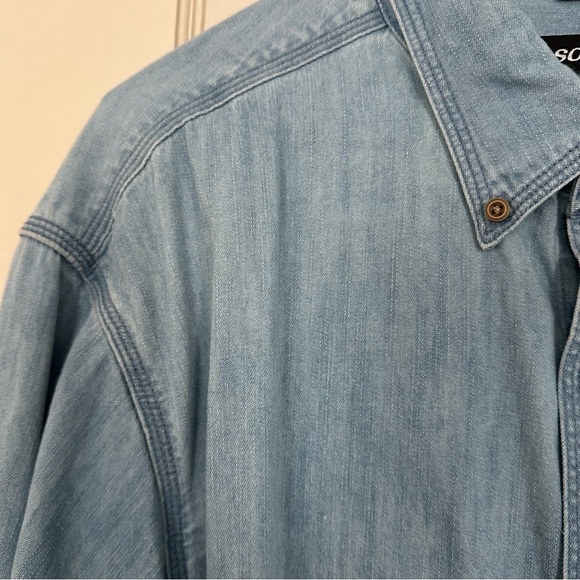 Solaris Shirt Denim Button Down Blue Workwear Cotton Front Pocket Size 2XB - Picture 4 of 13